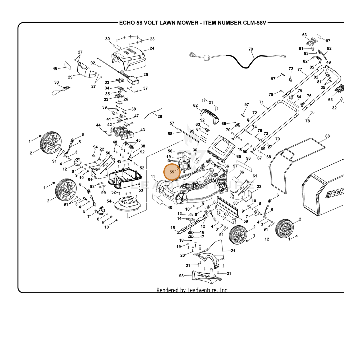 ECHO part 742150001 — IPL diagram snippet (6x zoom, amber highlight)