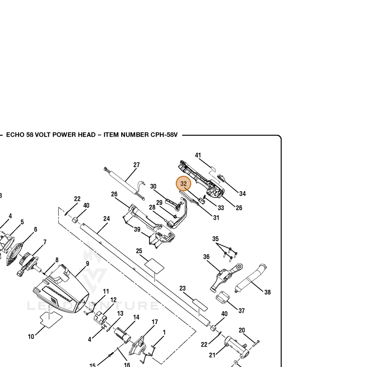 ECHO part 760689007 — IPL diagram snippet (6x zoom, amber highlight)