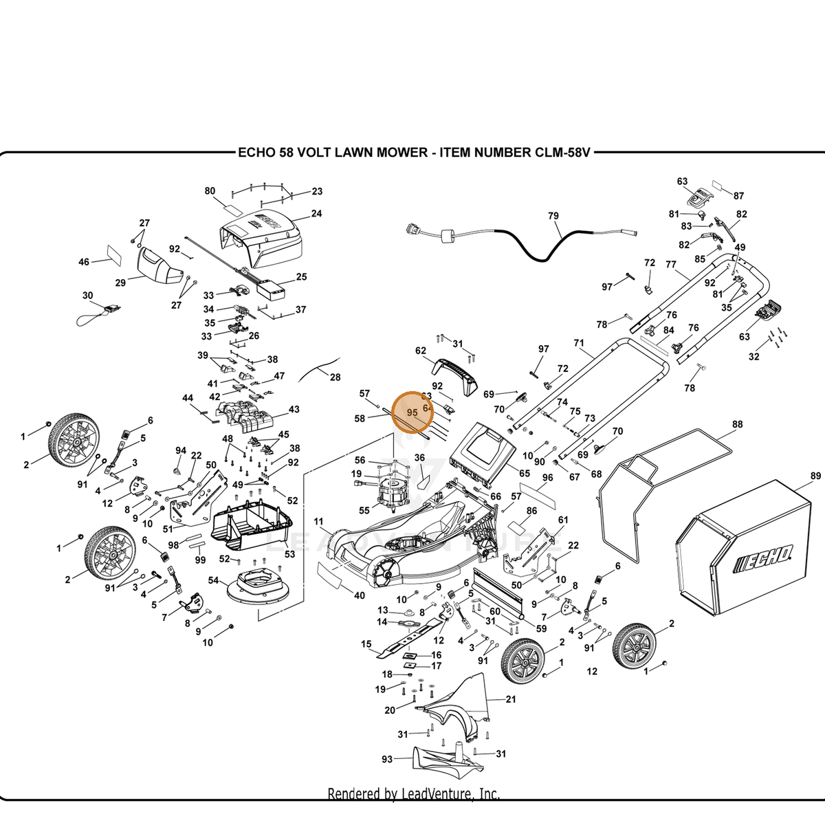ECHO part 790055001 — IPL diagram snippet (6x zoom, amber highlight)