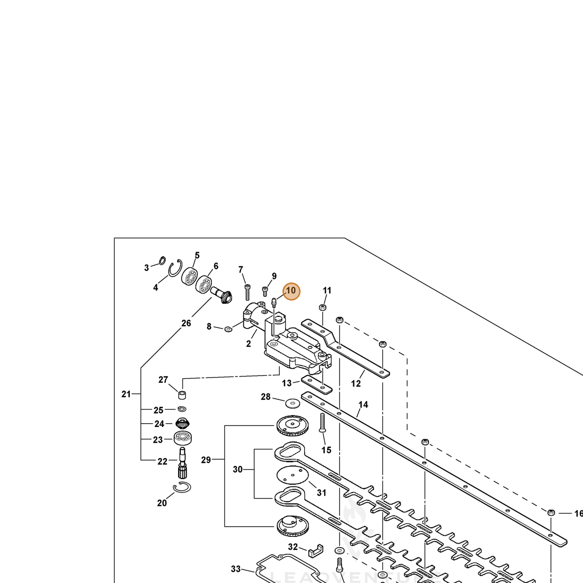 ECHO part 88011054230 — IPL diagram snippet (6x zoom, amber highlight)