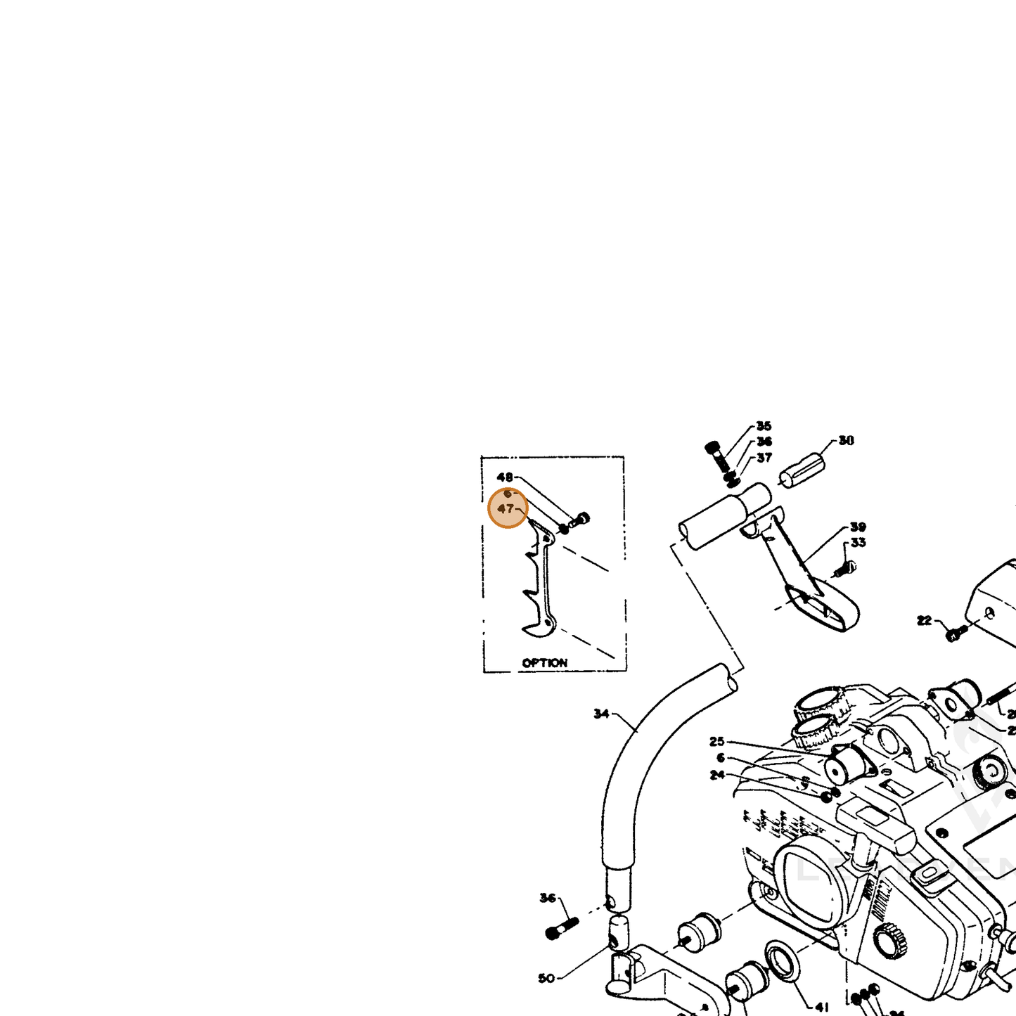 ECHO part 88021010530 — IPL diagram snippet (6x zoom, amber highlight)