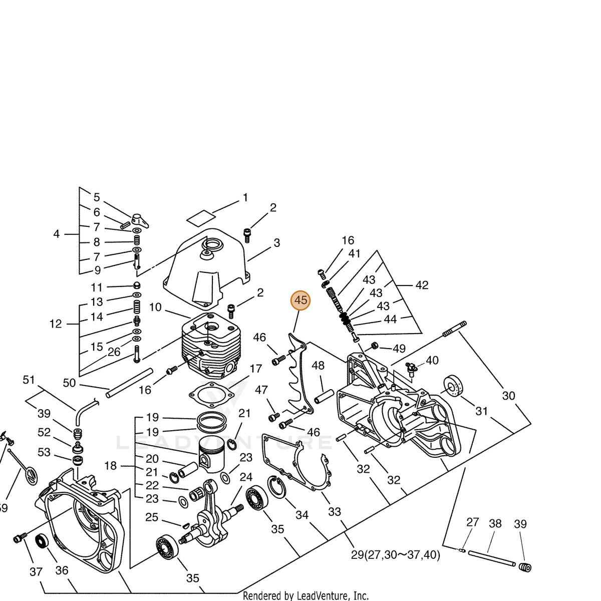 ECHO part 88021016431 — IPL diagram snippet (6x zoom, amber highlight)