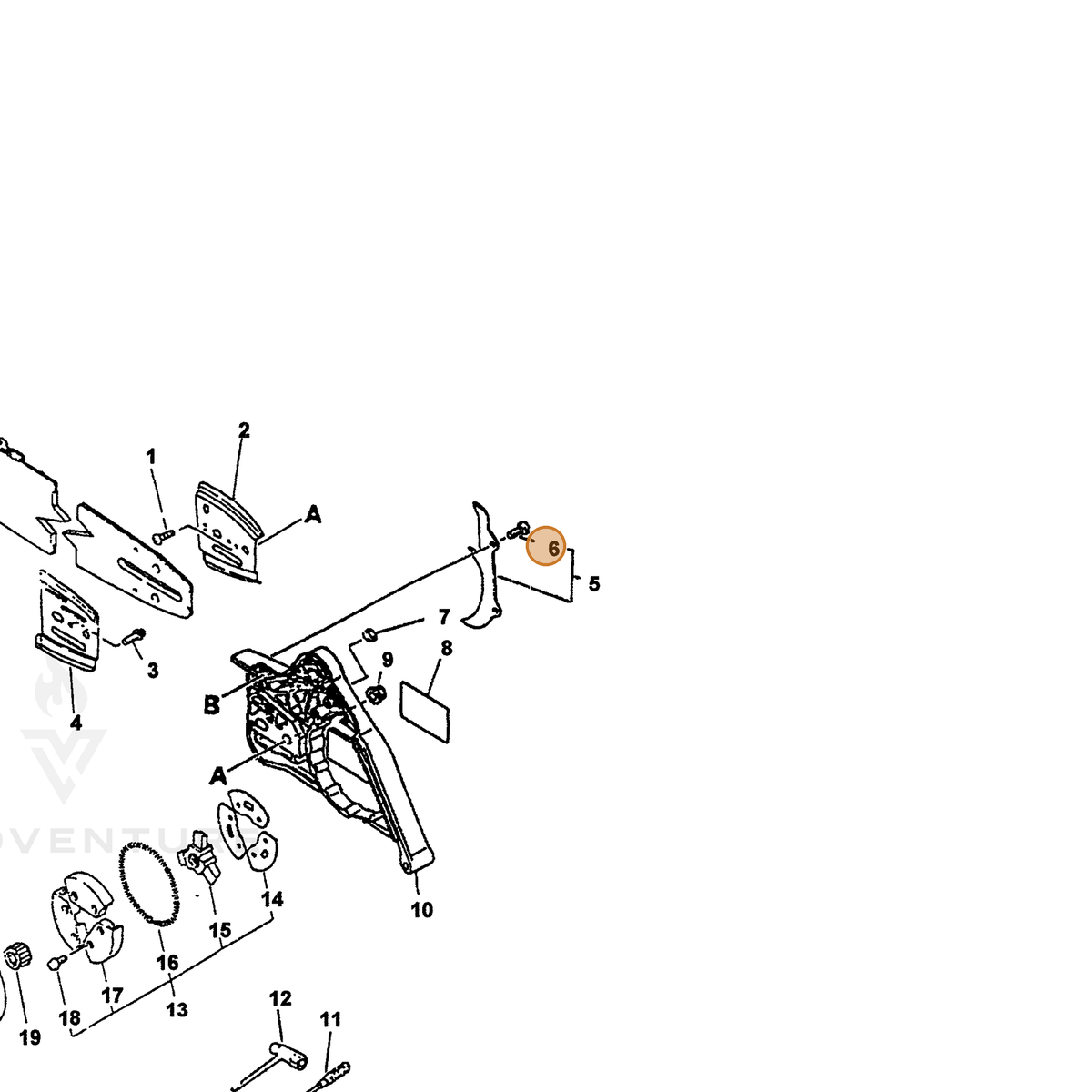 ECHO part 88021130130 — IPL diagram snippet (6x zoom, amber highlight)