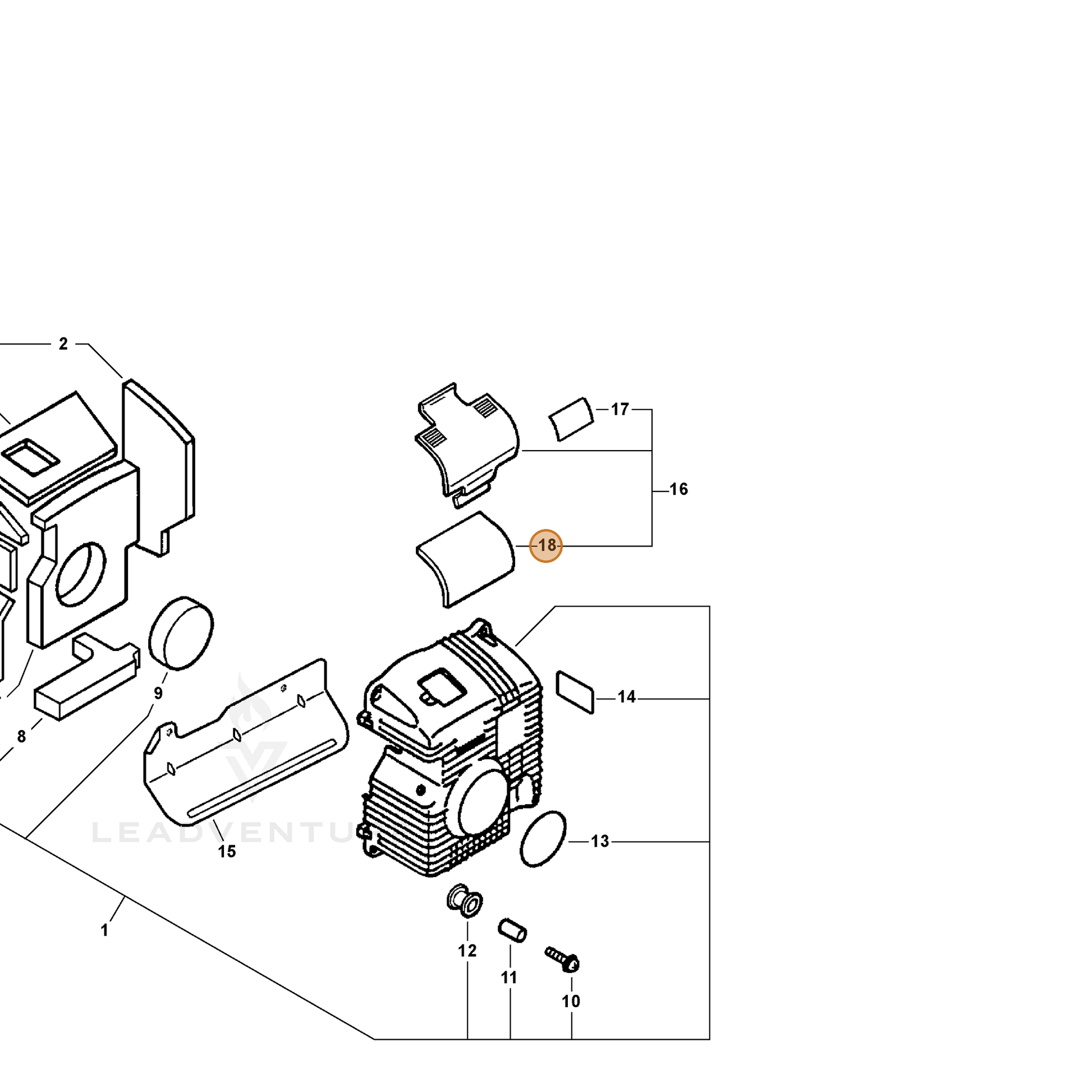 ECHO part 88082621260 — IPL diagram snippet (6x zoom, amber highlight)