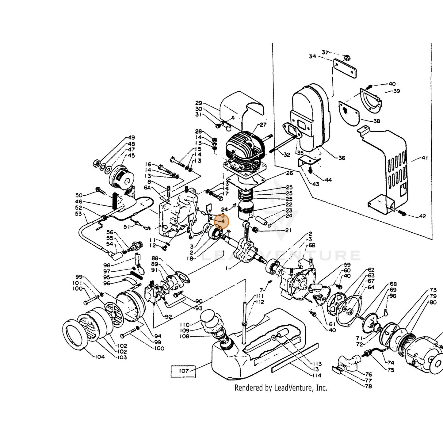 ECHO part 88900002264 — IPL diagram snippet (6x zoom, amber highlight)