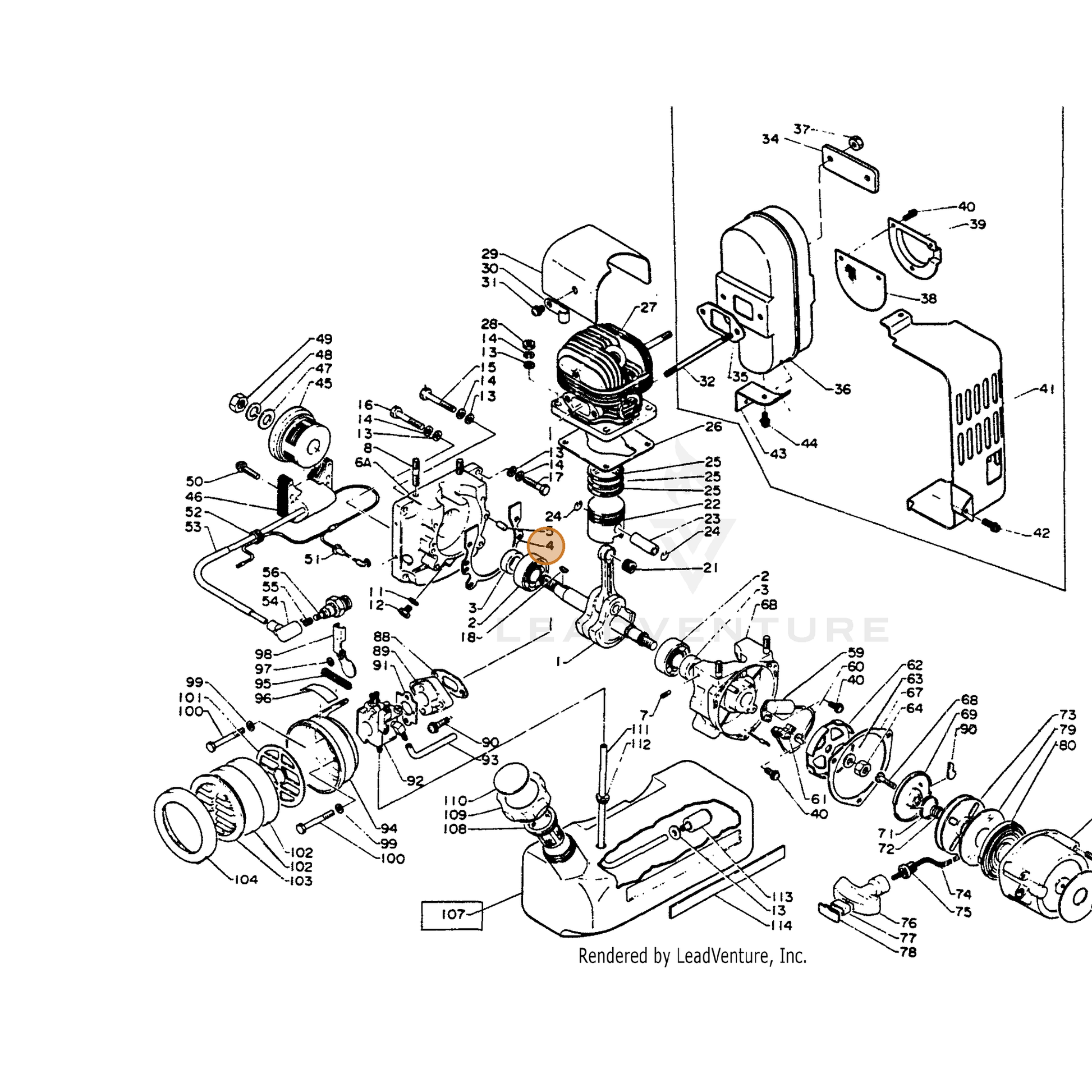 ECHO part 88900002264 — IPL diagram snippet (6x zoom, amber highlight)