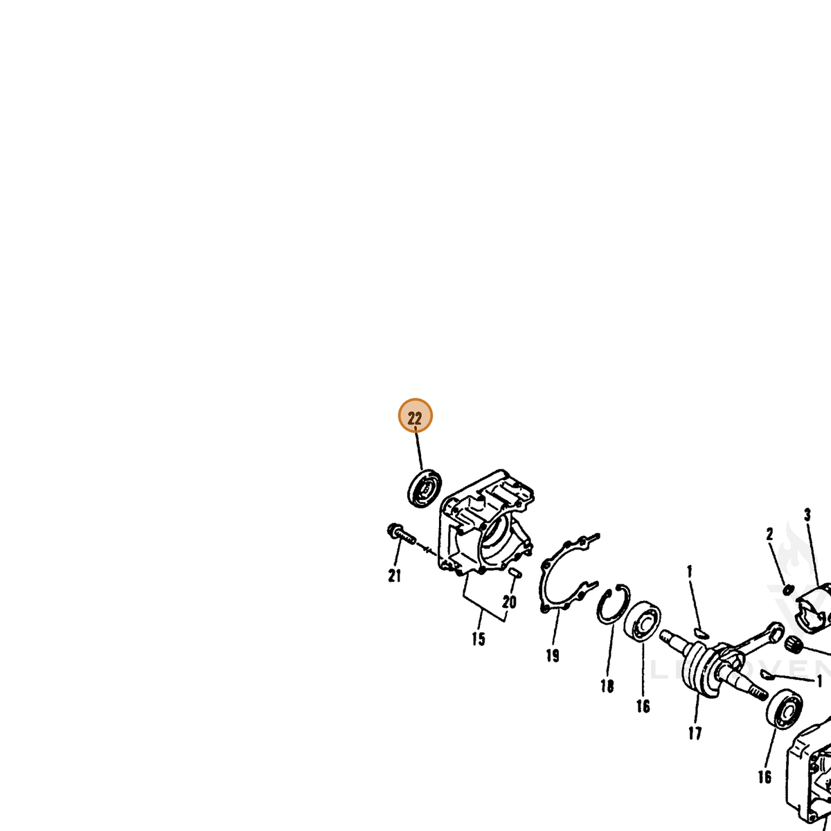 ECHO part 88900003361 — IPL diagram snippet (6x zoom, amber highlight)