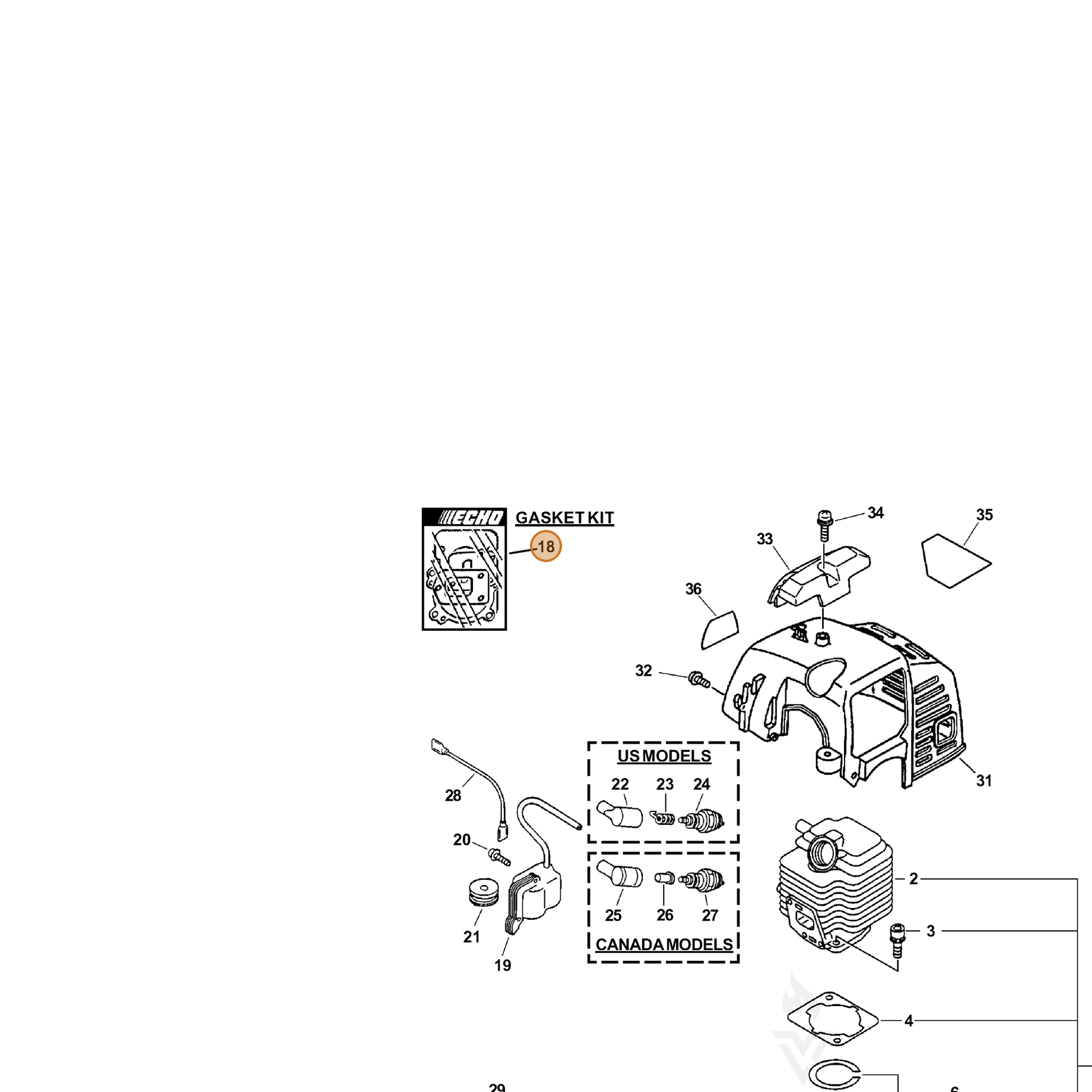 ECHO part 88900005065 — IPL diagram snippet (6x zoom, amber highlight)