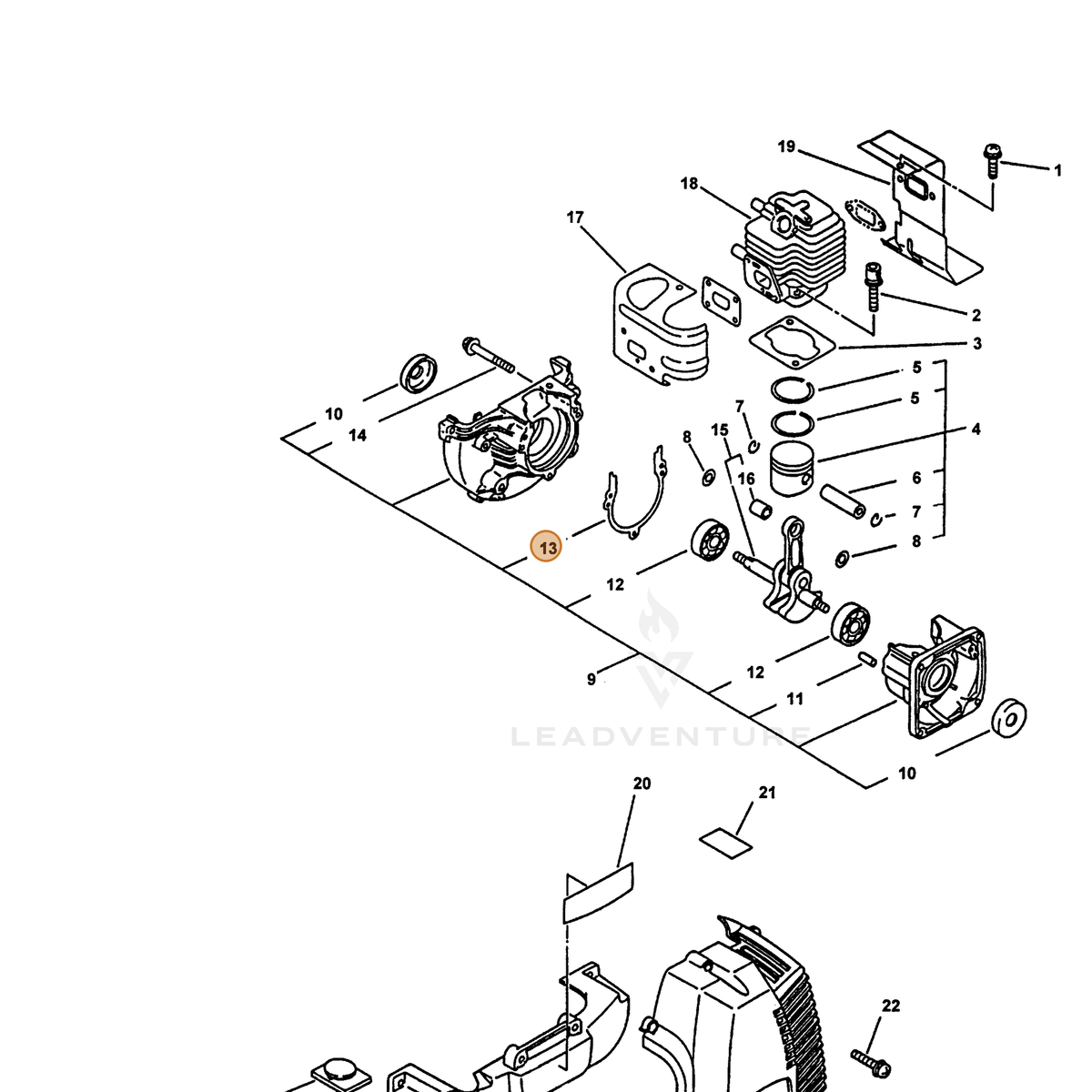ECHO part 88900009660 — IPL diagram snippet (6x zoom, amber highlight)