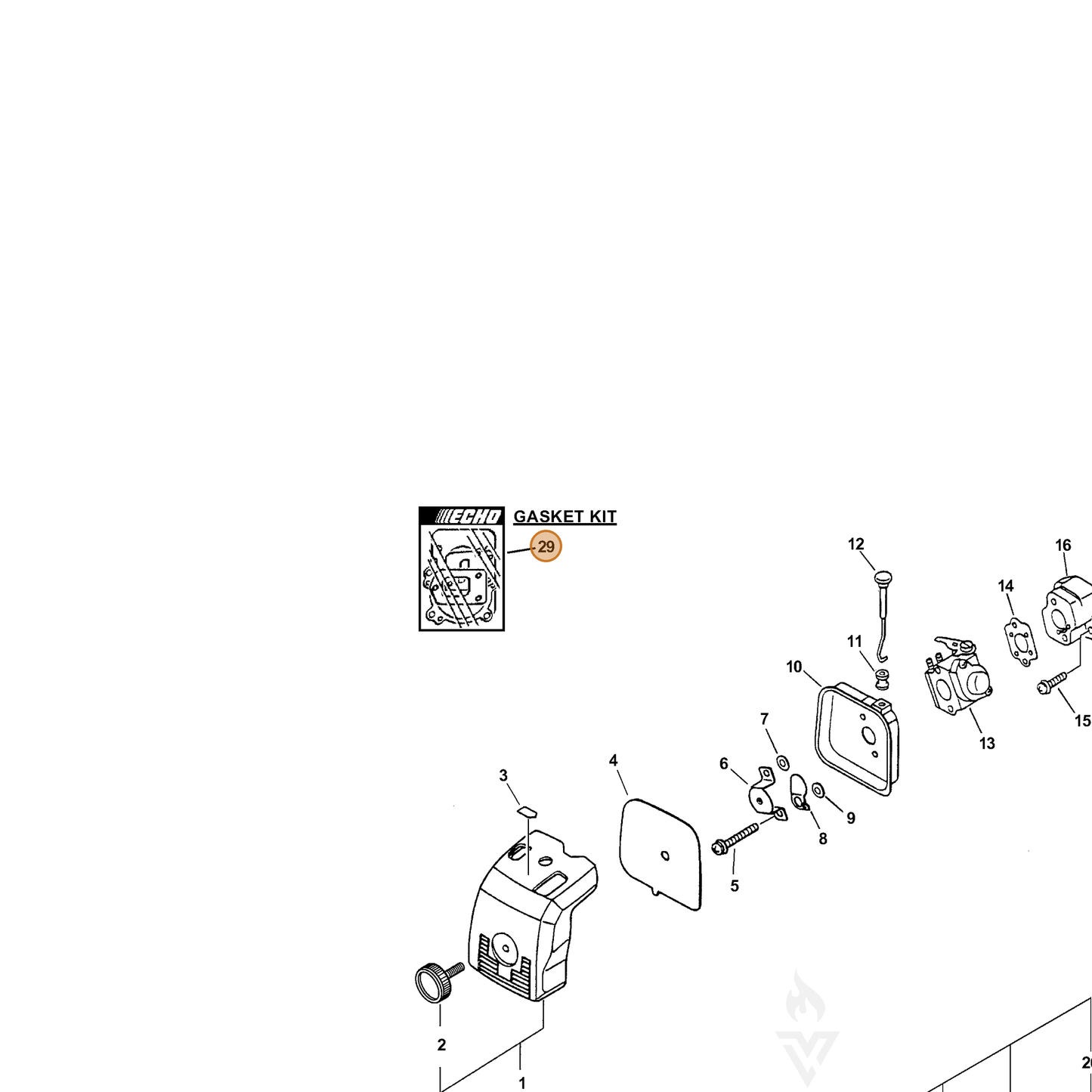 ECHO part 88900021464 — IPL diagram snippet (6x zoom, amber highlight)