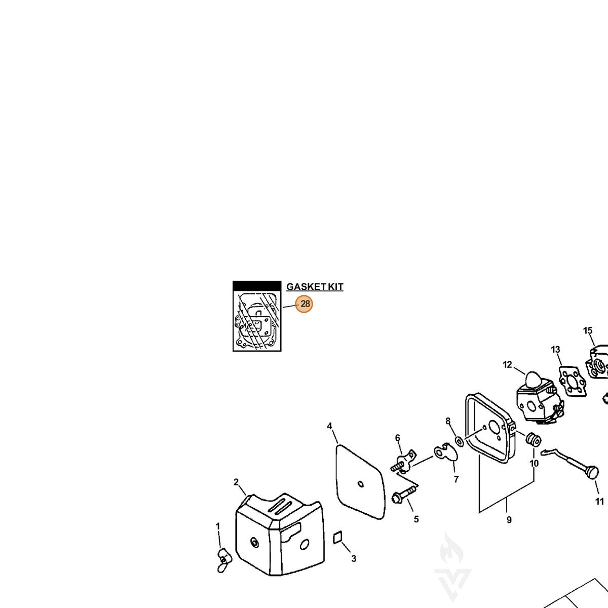 ECHO part 88900045131 — IPL diagram snippet (6x zoom, amber highlight)