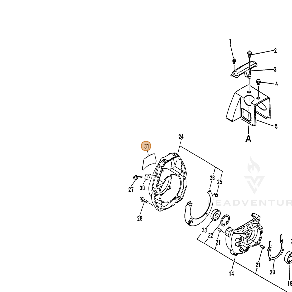ECHO part 88900051830 — IPL diagram snippet (6x zoom, amber highlight)