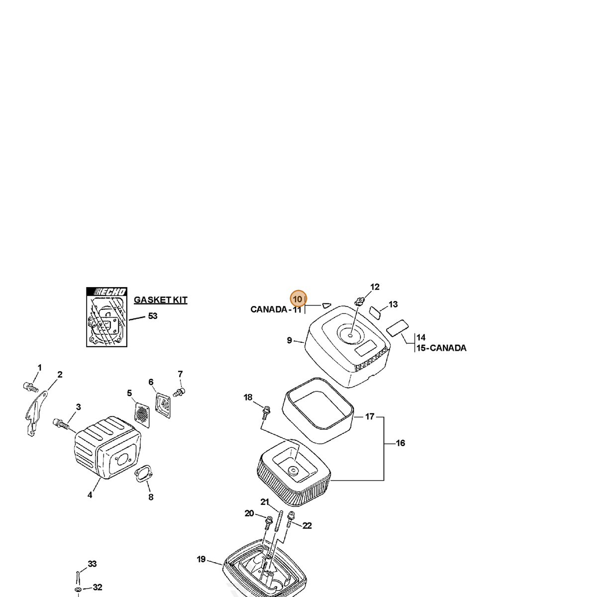 ECHO part 89005707060 — IPL diagram snippet (6x zoom, amber highlight)
