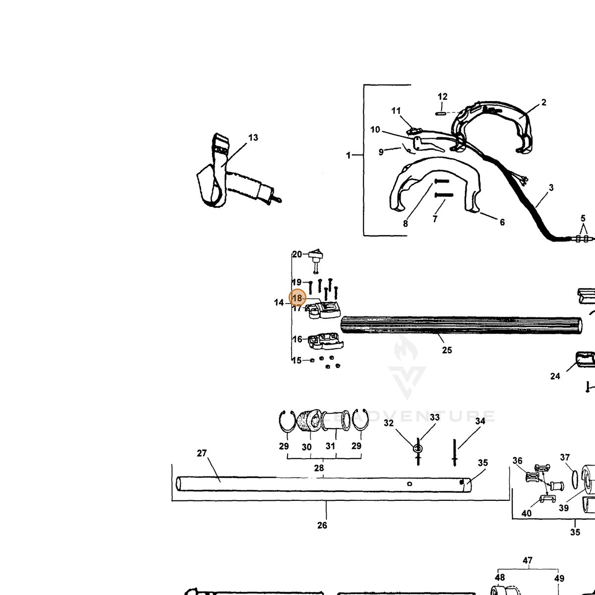 ECHO part 89007522761 — IPL diagram snippet (6x zoom, amber highlight)
