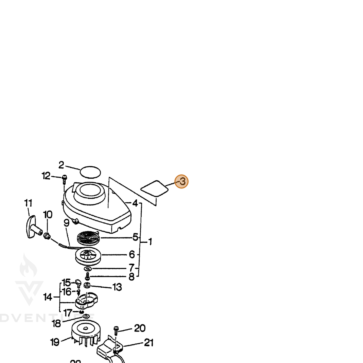 ECHO part 89011205960 — IPL diagram snippet (6x zoom, amber highlight)