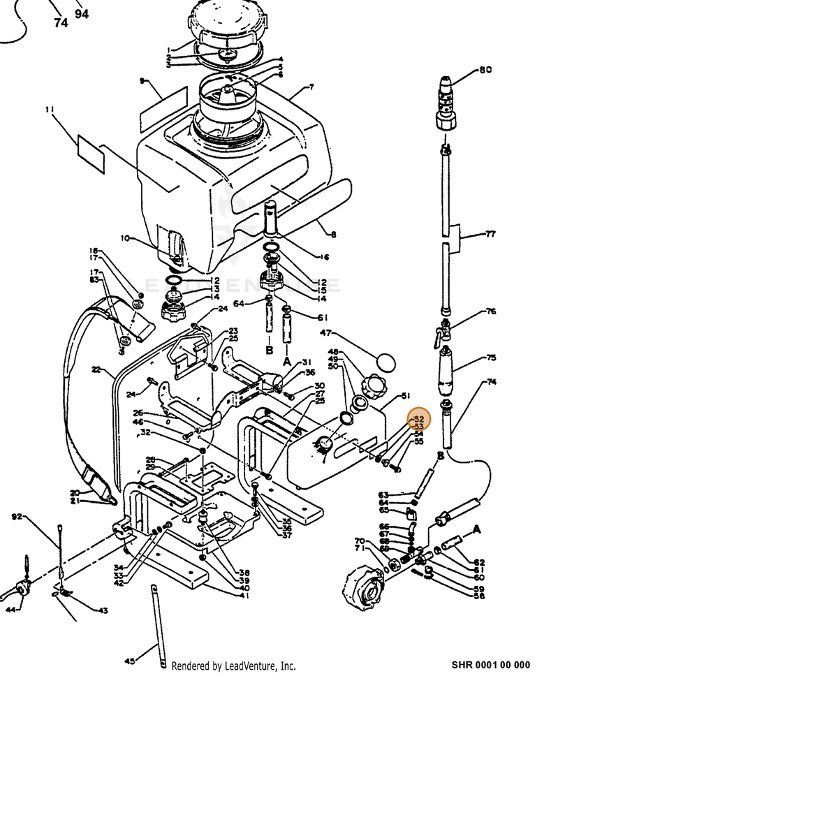 ECHO part 89011210610 — IPL diagram snippet (6x zoom, amber highlight)
