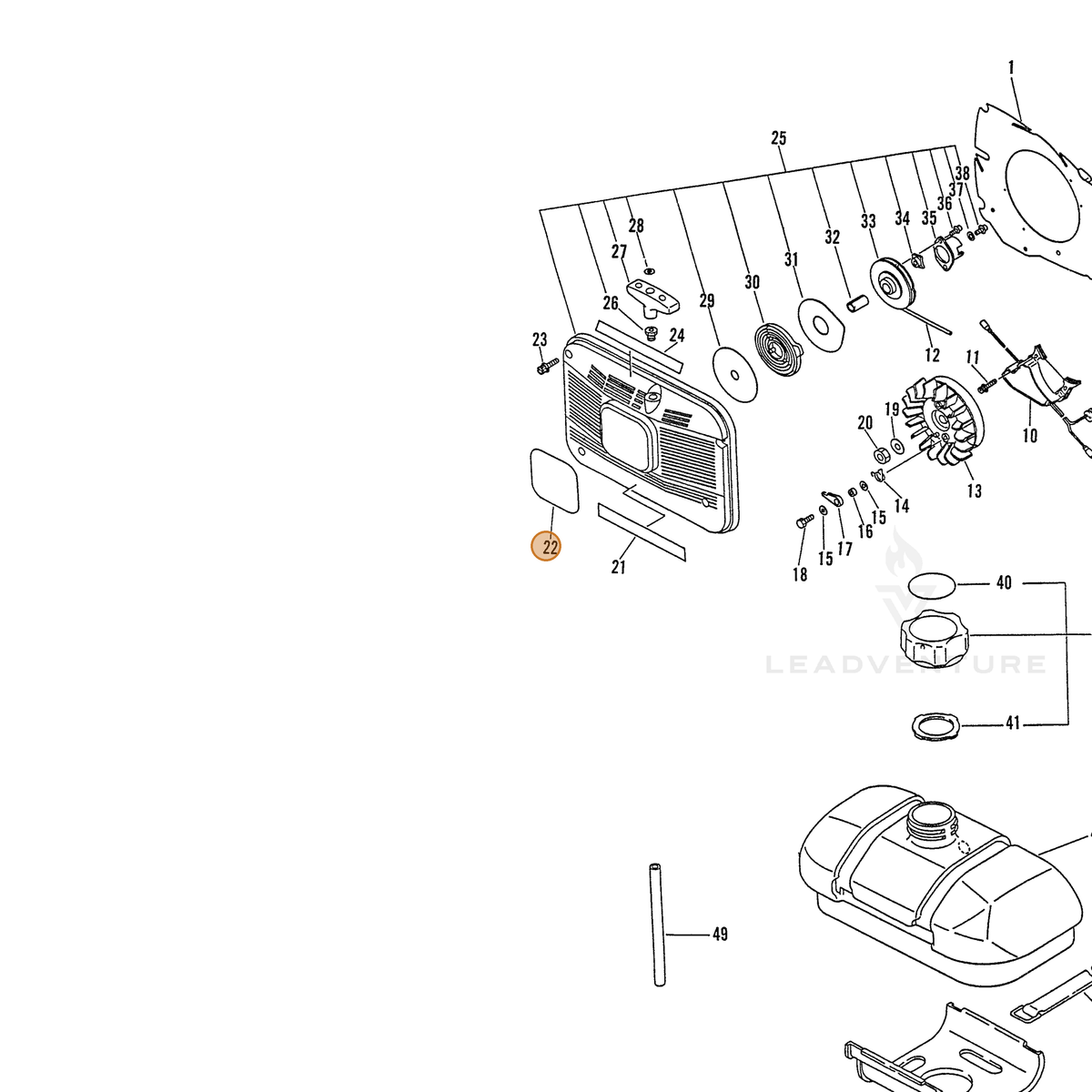 ECHO part 89011211960 — IPL diagram snippet (6x zoom, amber highlight)