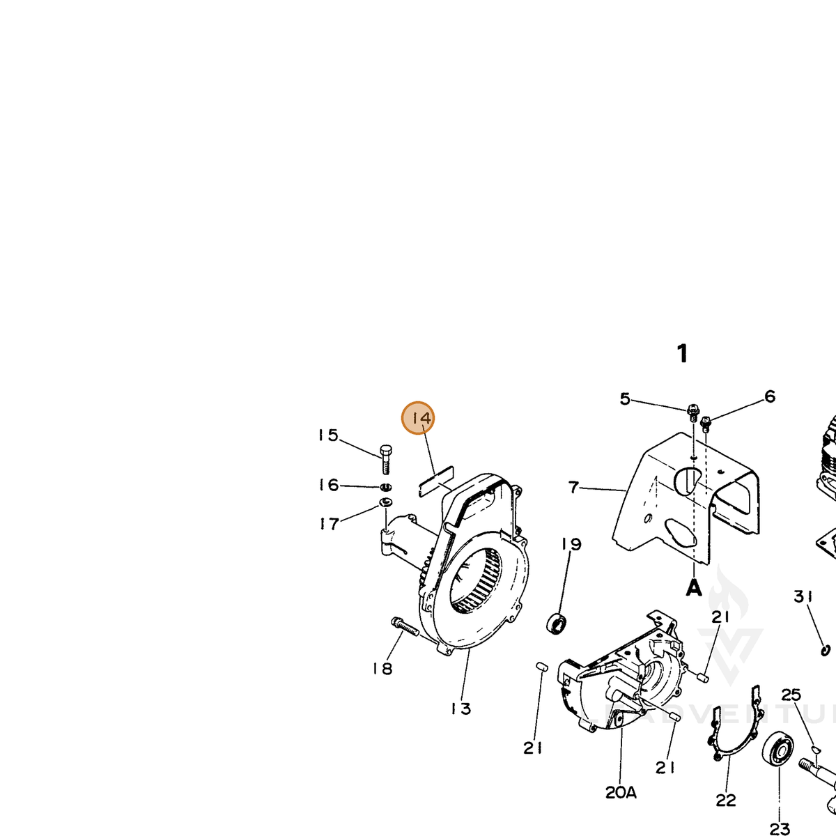 ECHO part 89011224430 — IPL diagram snippet (6x zoom, amber highlight)