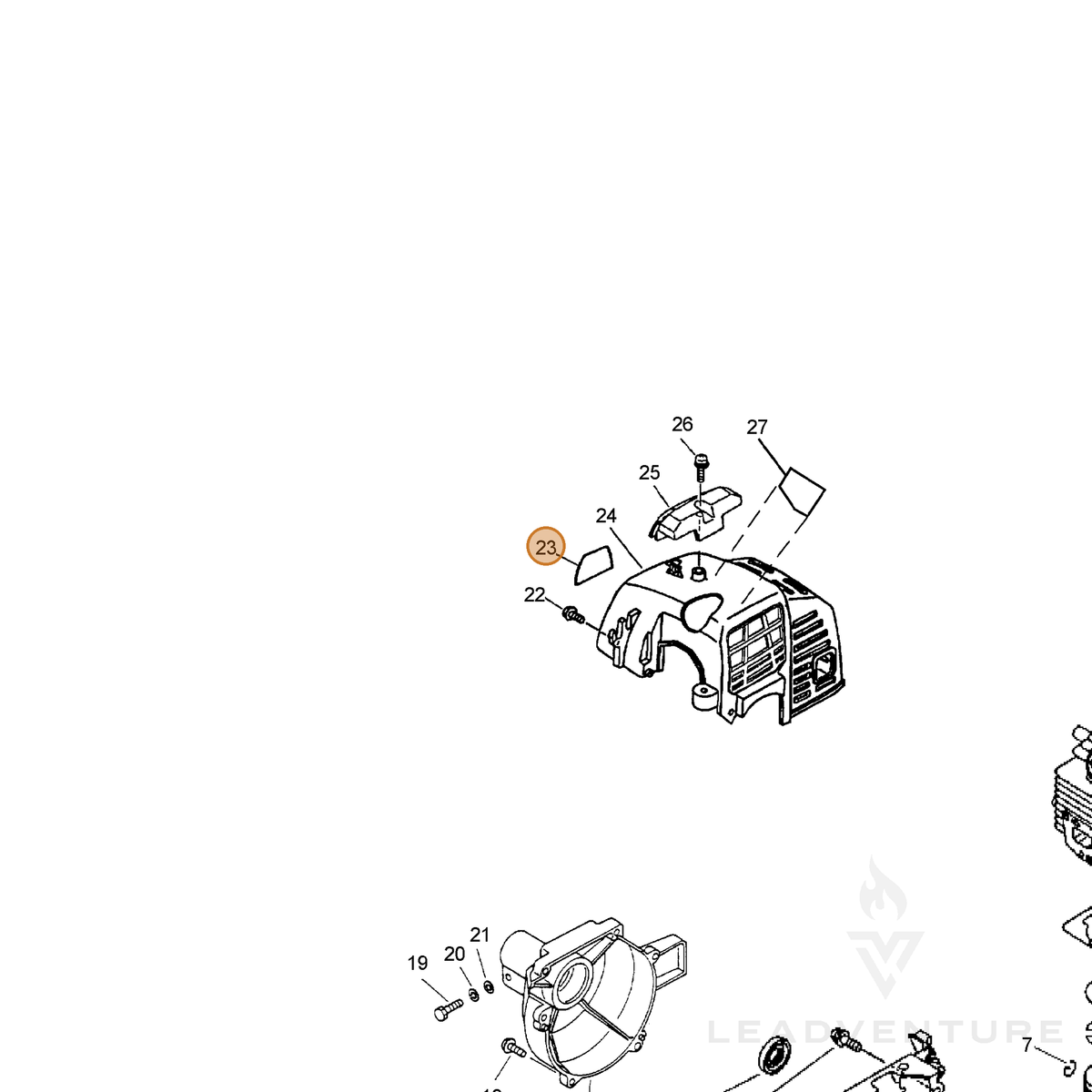ECHO part 89011224660 — IPL diagram snippet (6x zoom, amber highlight)