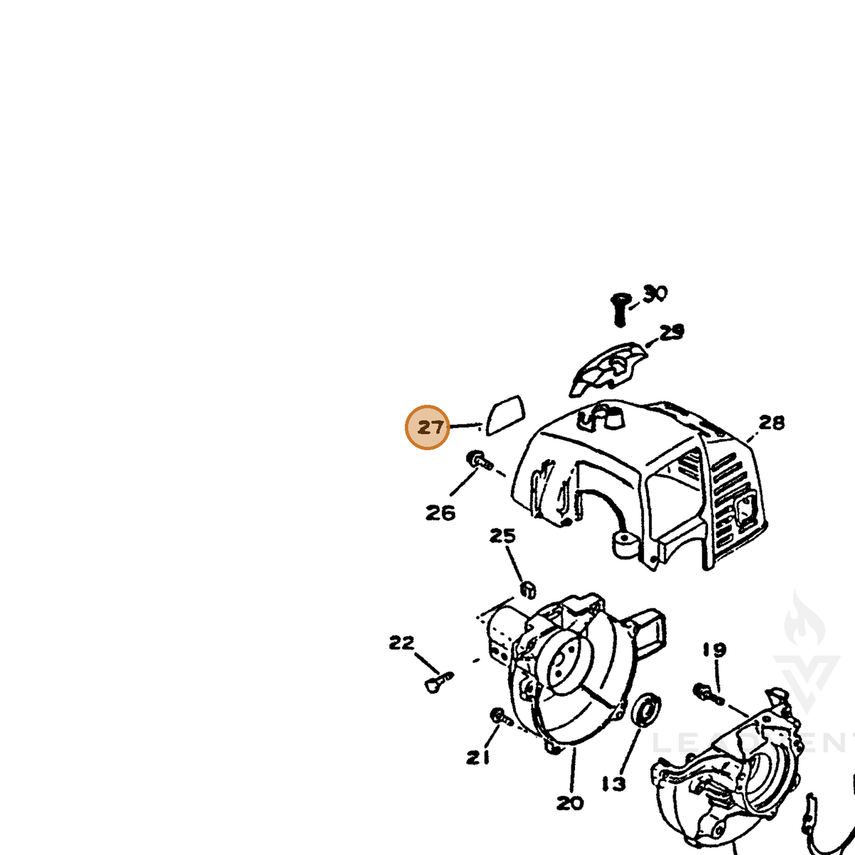 ECHO part 89011244530 — IPL diagram snippet (6x zoom, amber highlight)
