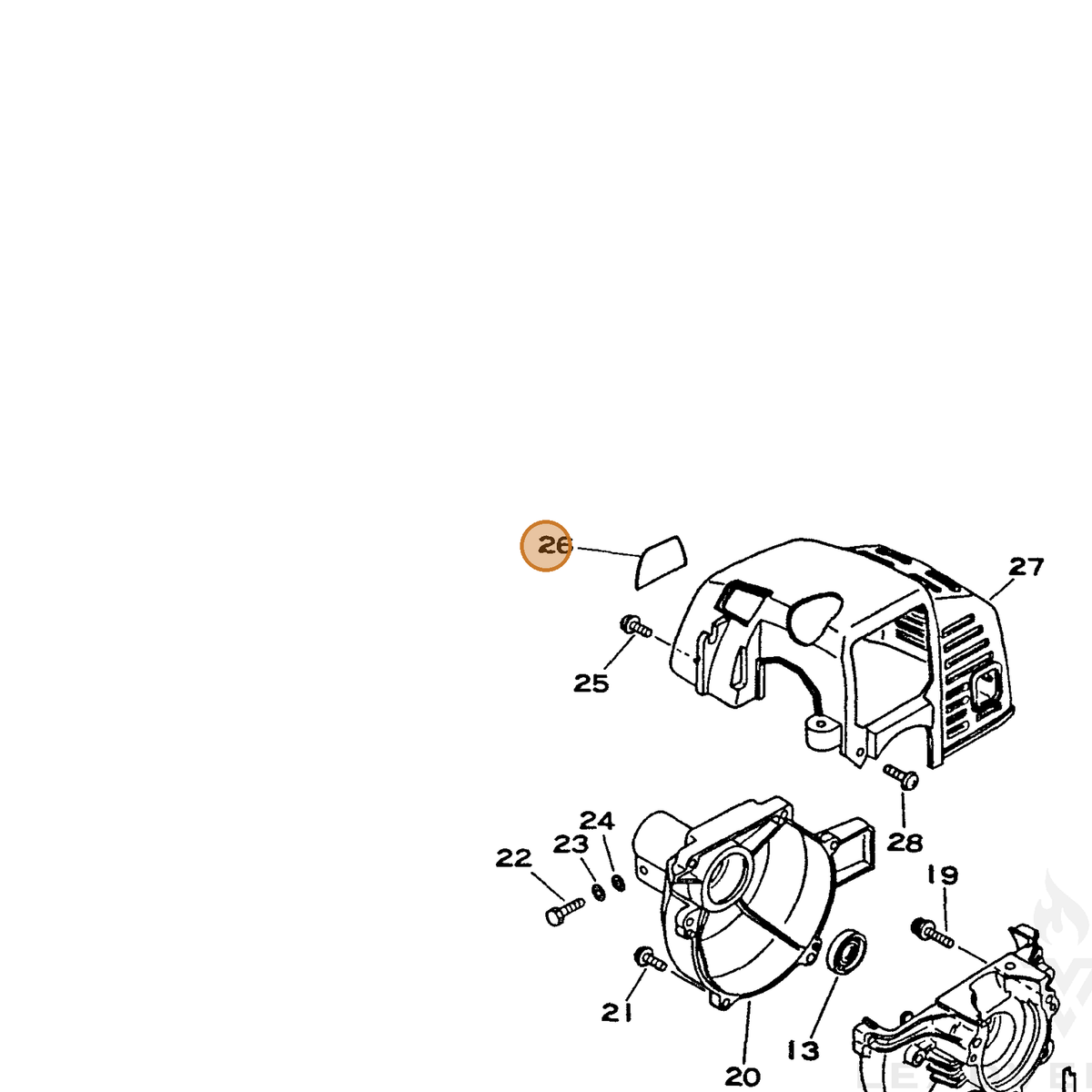 ECHO part 89011244630 — IPL diagram snippet (6x zoom, amber highlight)