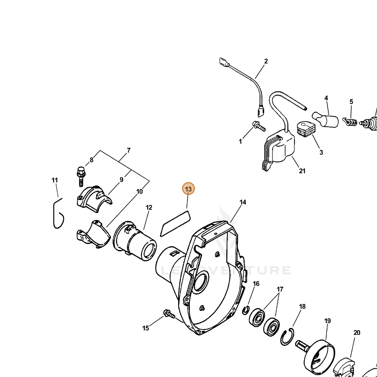 ECHO part 89011252130 — IPL diagram snippet (6x zoom, amber highlight)
