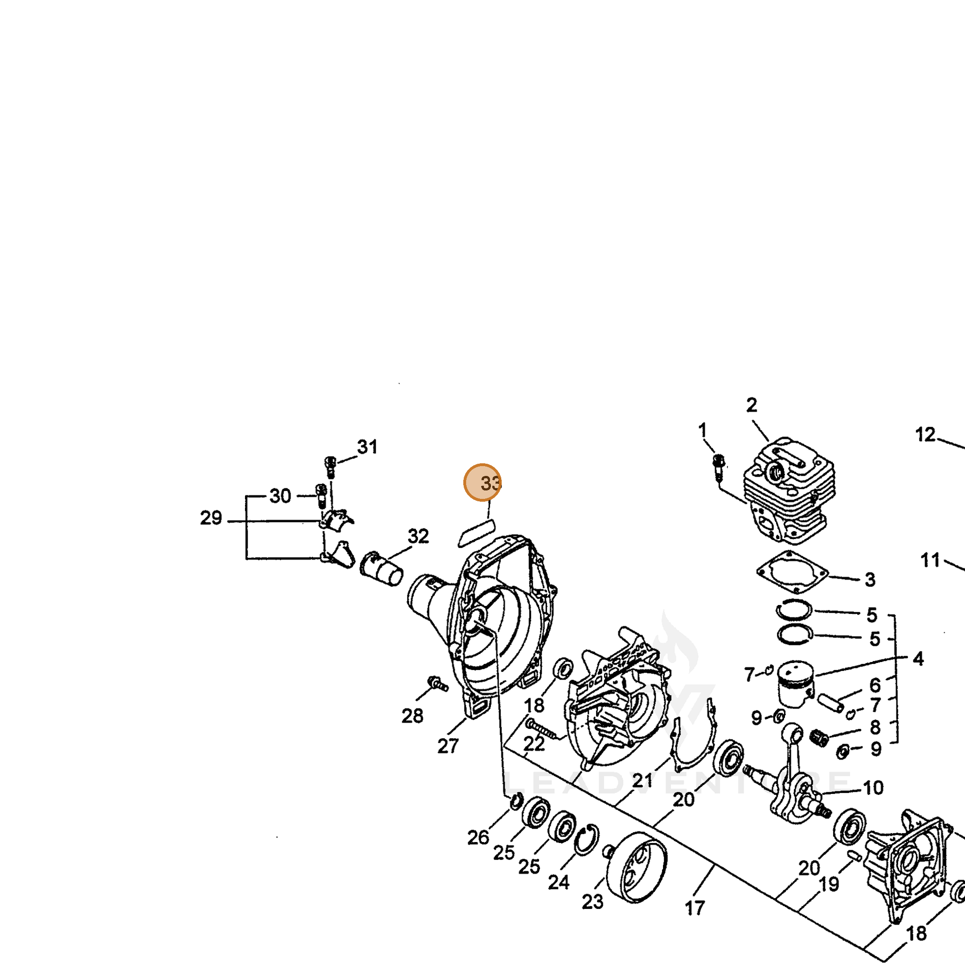 ECHO part 89011255830 — IPL diagram snippet (6x zoom, amber highlight)