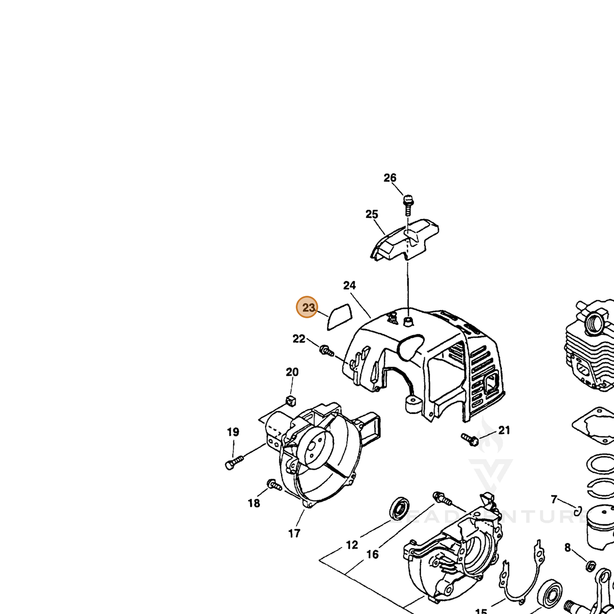 ECHO part 89011256630 — IPL diagram snippet (6x zoom, amber highlight)