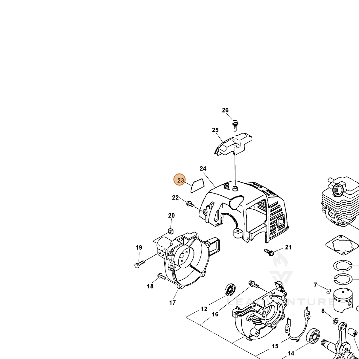 ECHO part 89011266430 — IPL diagram snippet (6x zoom, amber highlight)