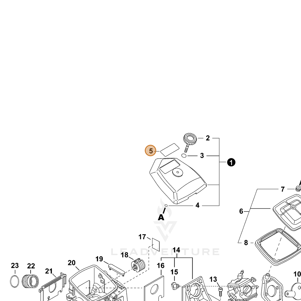 ECHO part 89011438832 — IPL diagram snippet (6x zoom, amber highlight)