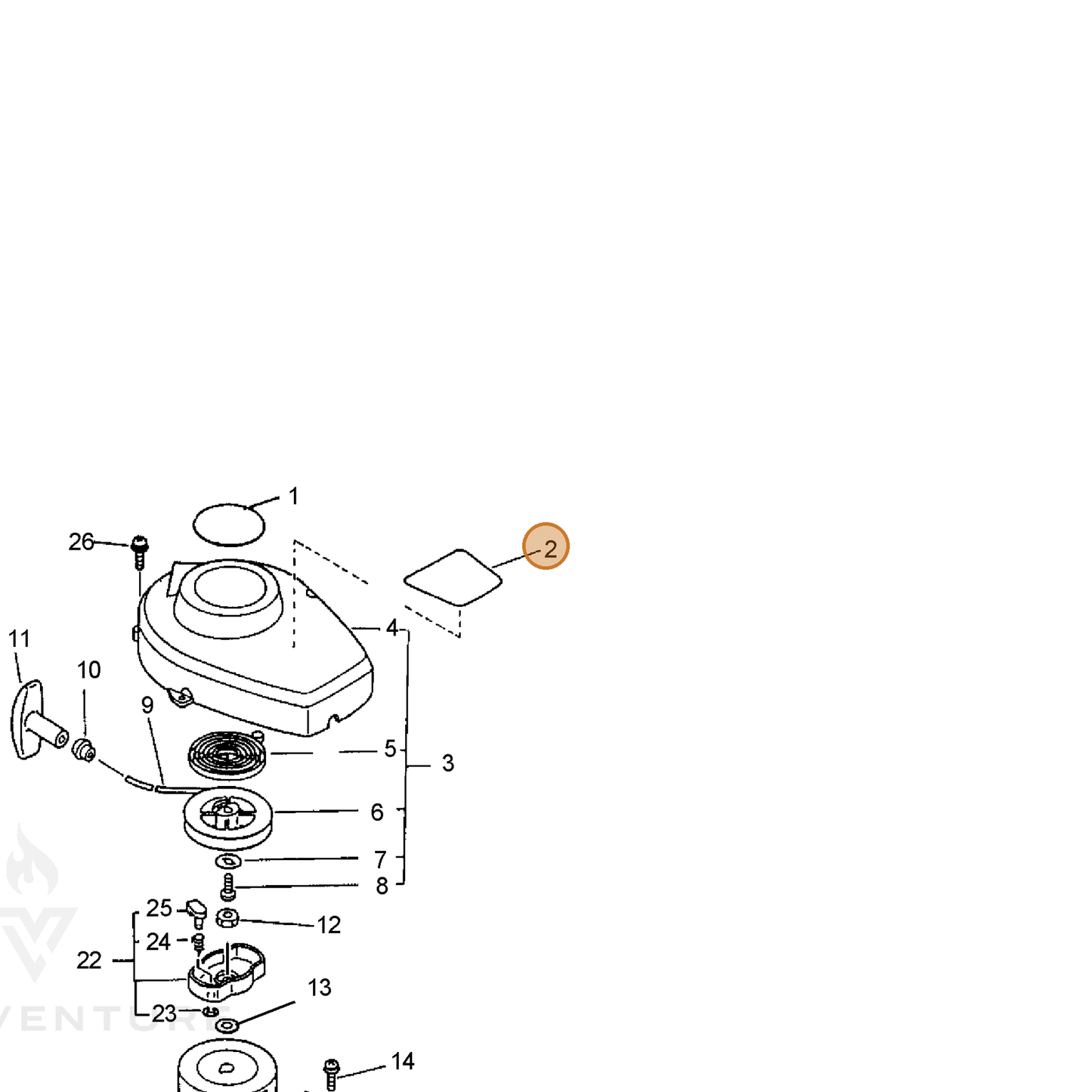 ECHO part 89011506961 — IPL diagram snippet (6x zoom, amber highlight)