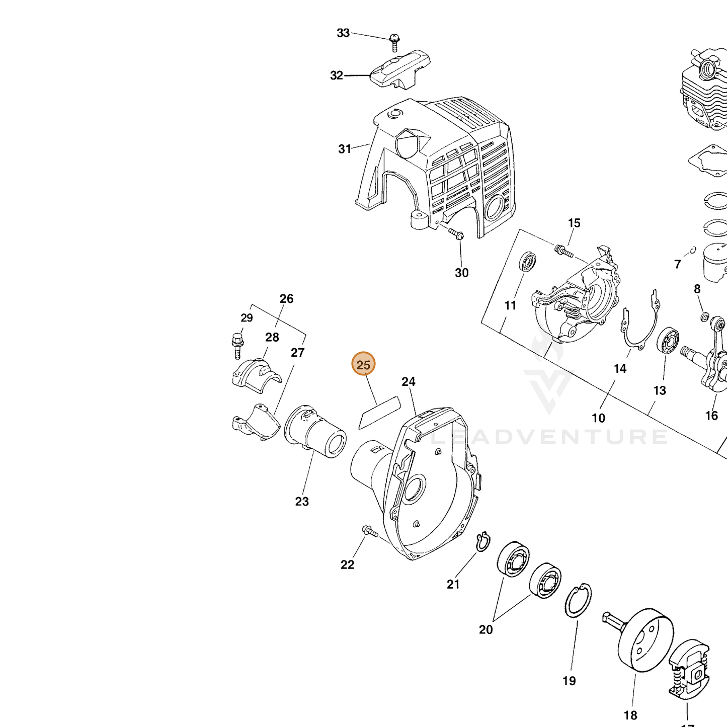 ECHO part 89011512360 — IPL diagram snippet (6x zoom, amber highlight)