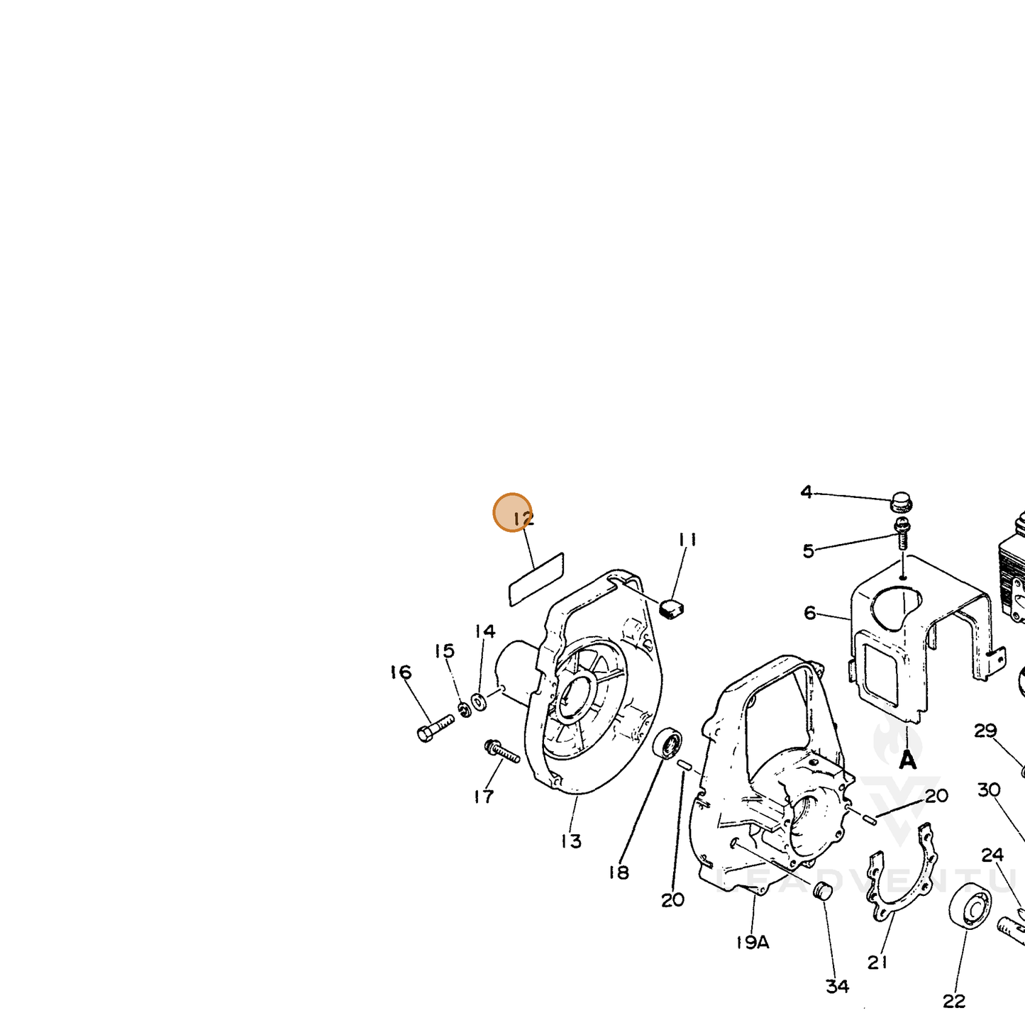 ECHO part 89011524330 — IPL diagram snippet (6x zoom, amber highlight)