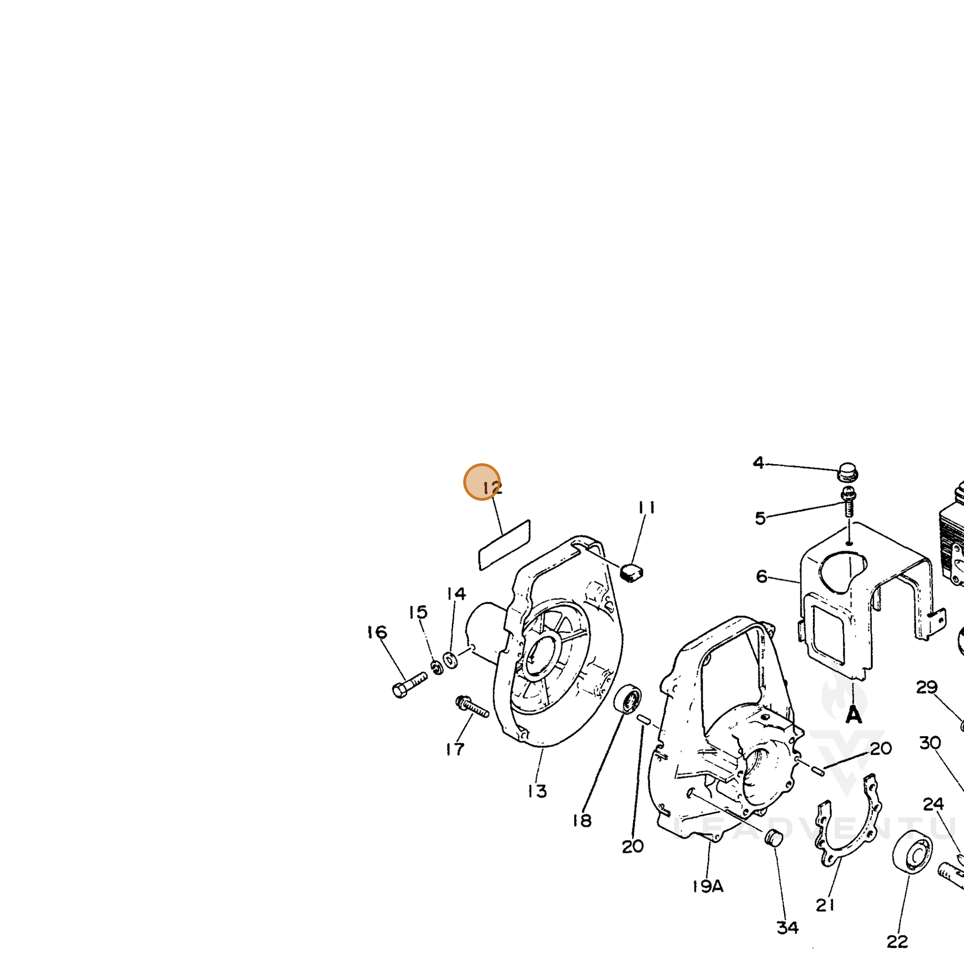 ECHO part 89011524330 — IPL diagram snippet (6x zoom, amber highlight)
