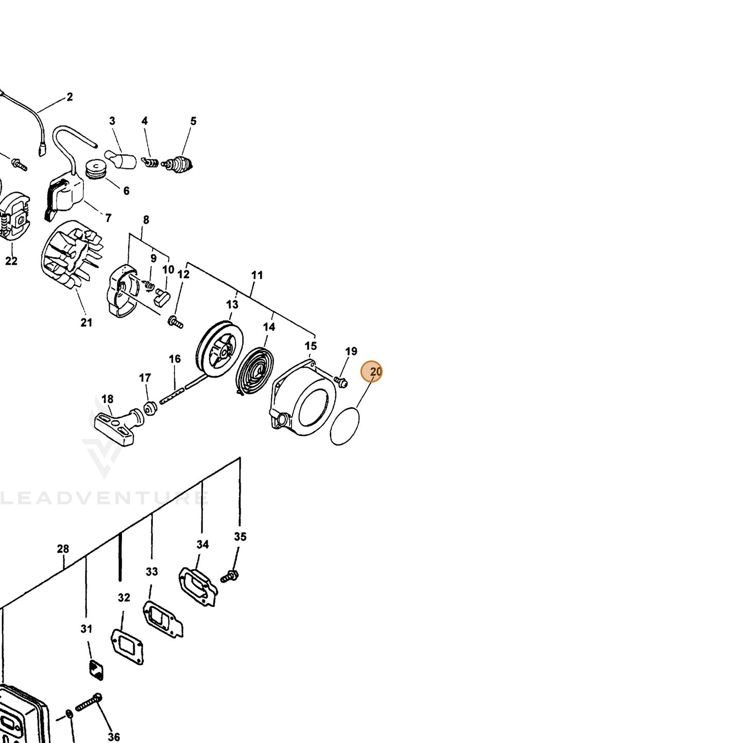 ECHO part 89011544530 — IPL diagram snippet (6x zoom, amber highlight)