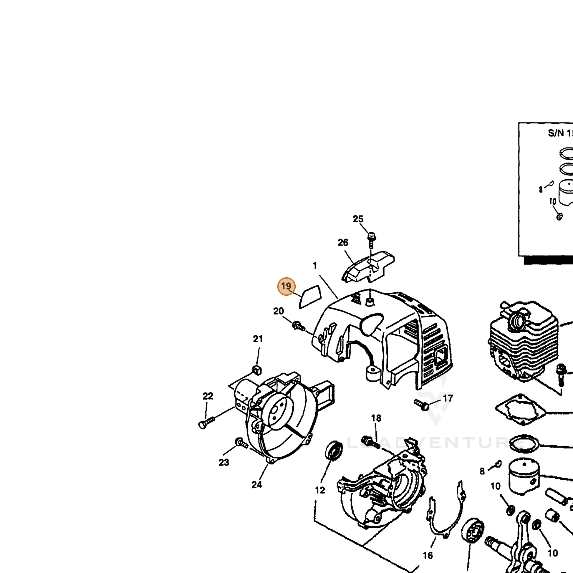 ECHO part 89011548730 — IPL diagram snippet (6x zoom, amber highlight)