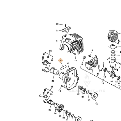 ECHO part 89011552130 — IPL diagram snippet (6x zoom, amber highlight)