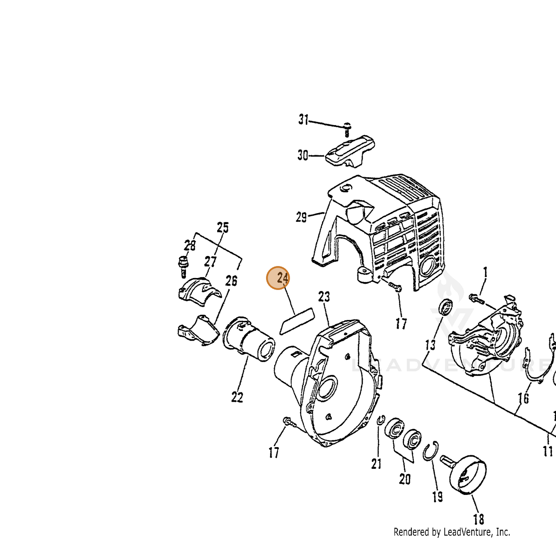 ECHO part 89011552631 — IPL diagram snippet (6x zoom, amber highlight)