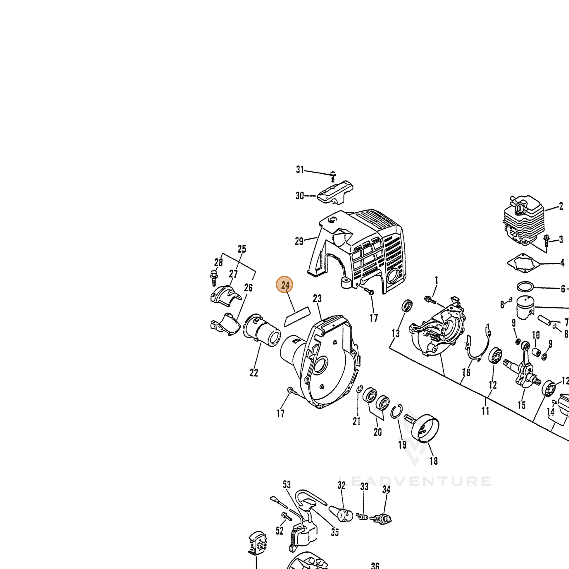 ECHO part 89011553130 — IPL diagram snippet (6x zoom, amber highlight)
