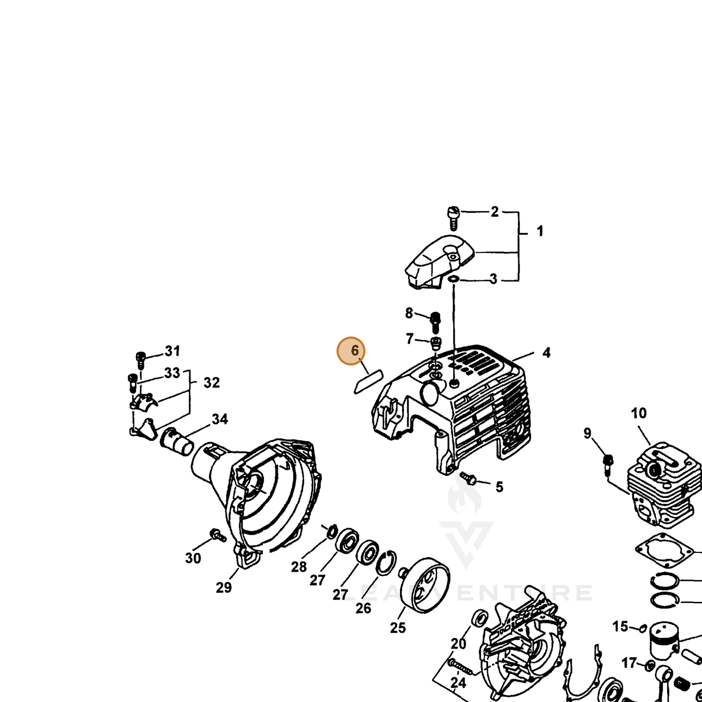 ECHO part 89011555730 — IPL diagram snippet (6x zoom, amber highlight)
