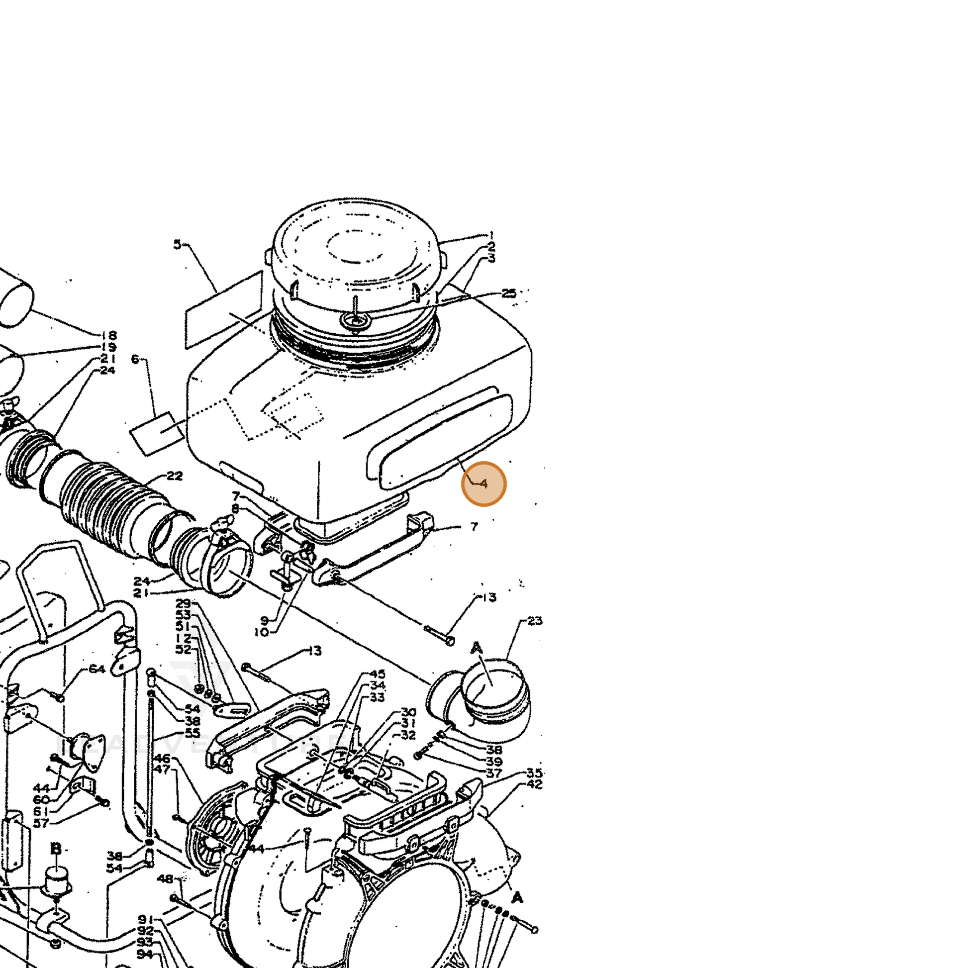 ECHO part 89011801110 — IPL diagram snippet (6x zoom, amber highlight)