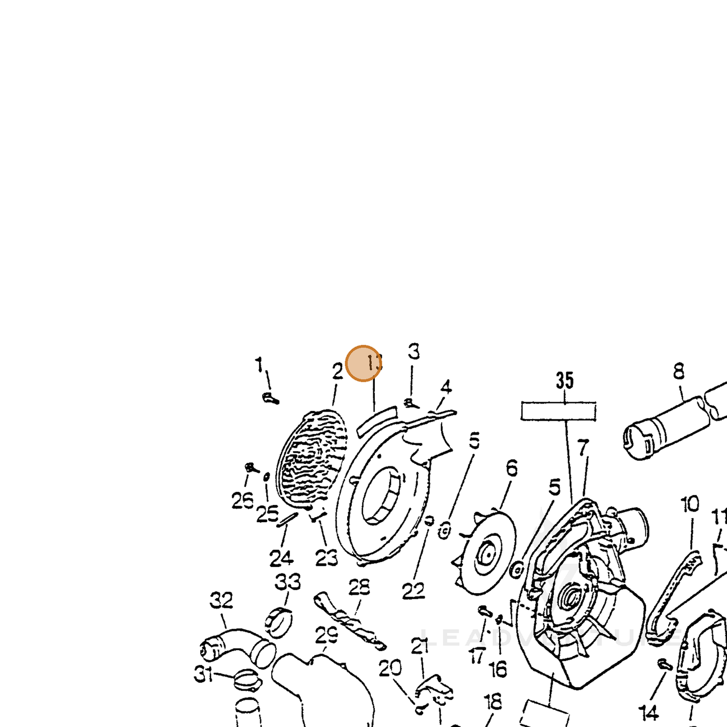 ECHO part 89011806360 — IPL diagram snippet (6x zoom, amber highlight)
