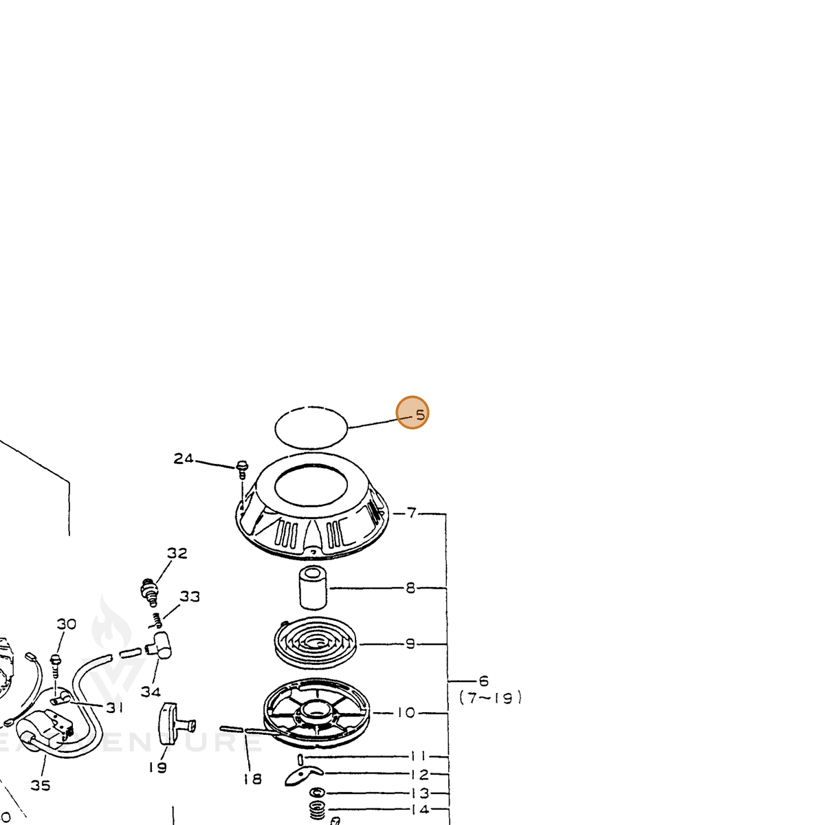ECHO part 89011811720 — IPL diagram snippet (6x zoom, amber highlight)