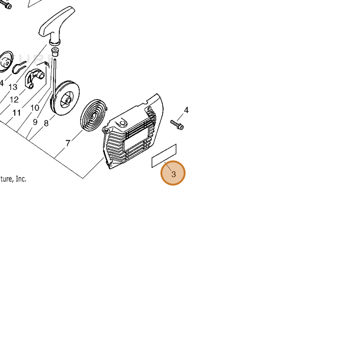 ECHO part 89011854430 — IPL diagram snippet (6x zoom, amber highlight)