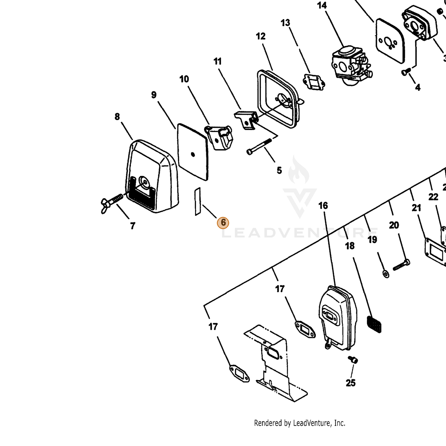 ECHO part 89012109660 — IPL diagram snippet (6x zoom, amber highlight)