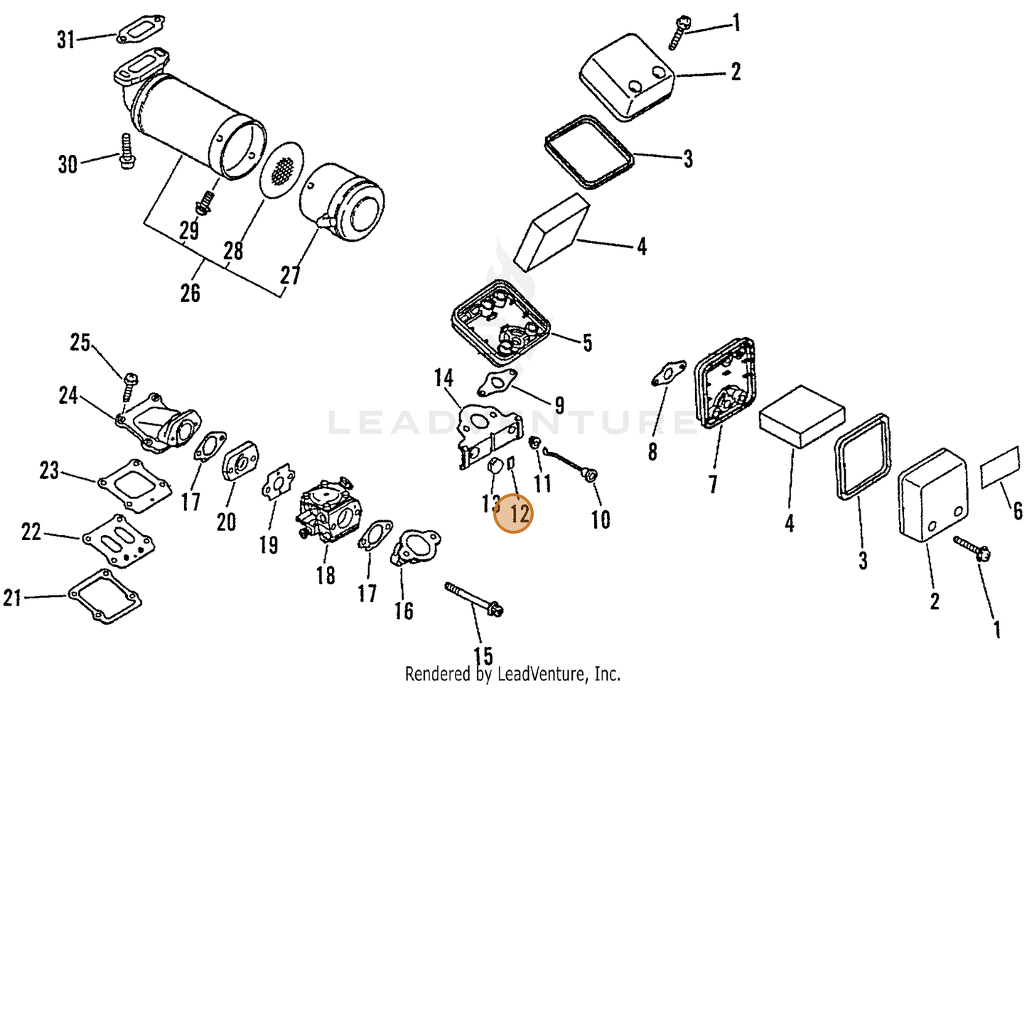 ECHO part 89012145030 — IPL diagram snippet (6x zoom, amber highlight)