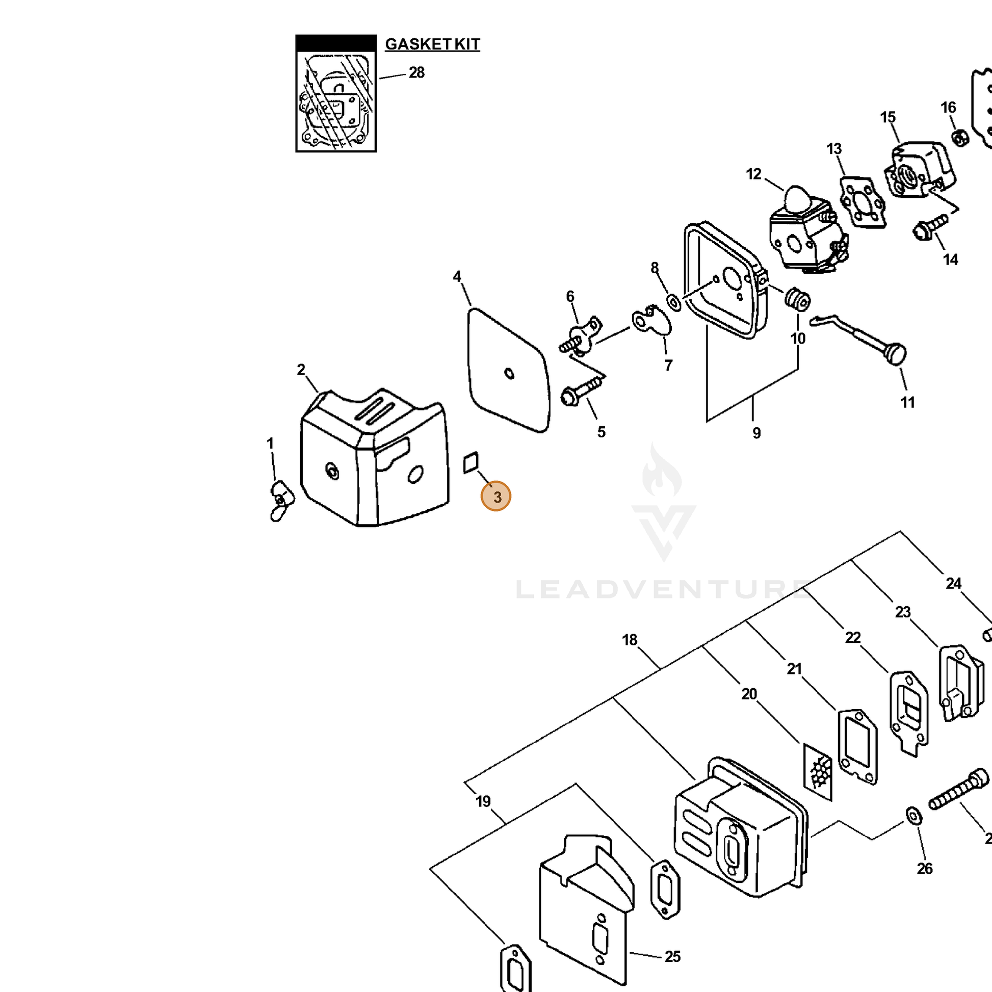 ECHO part 89012147530 — IPL diagram snippet (6x zoom, amber highlight)