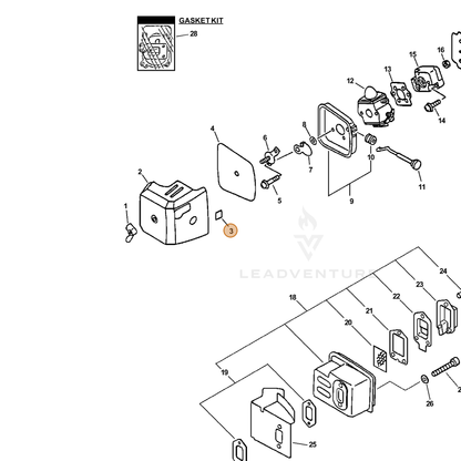 ECHO part 89012147530 — IPL diagram snippet (6x zoom, amber highlight)