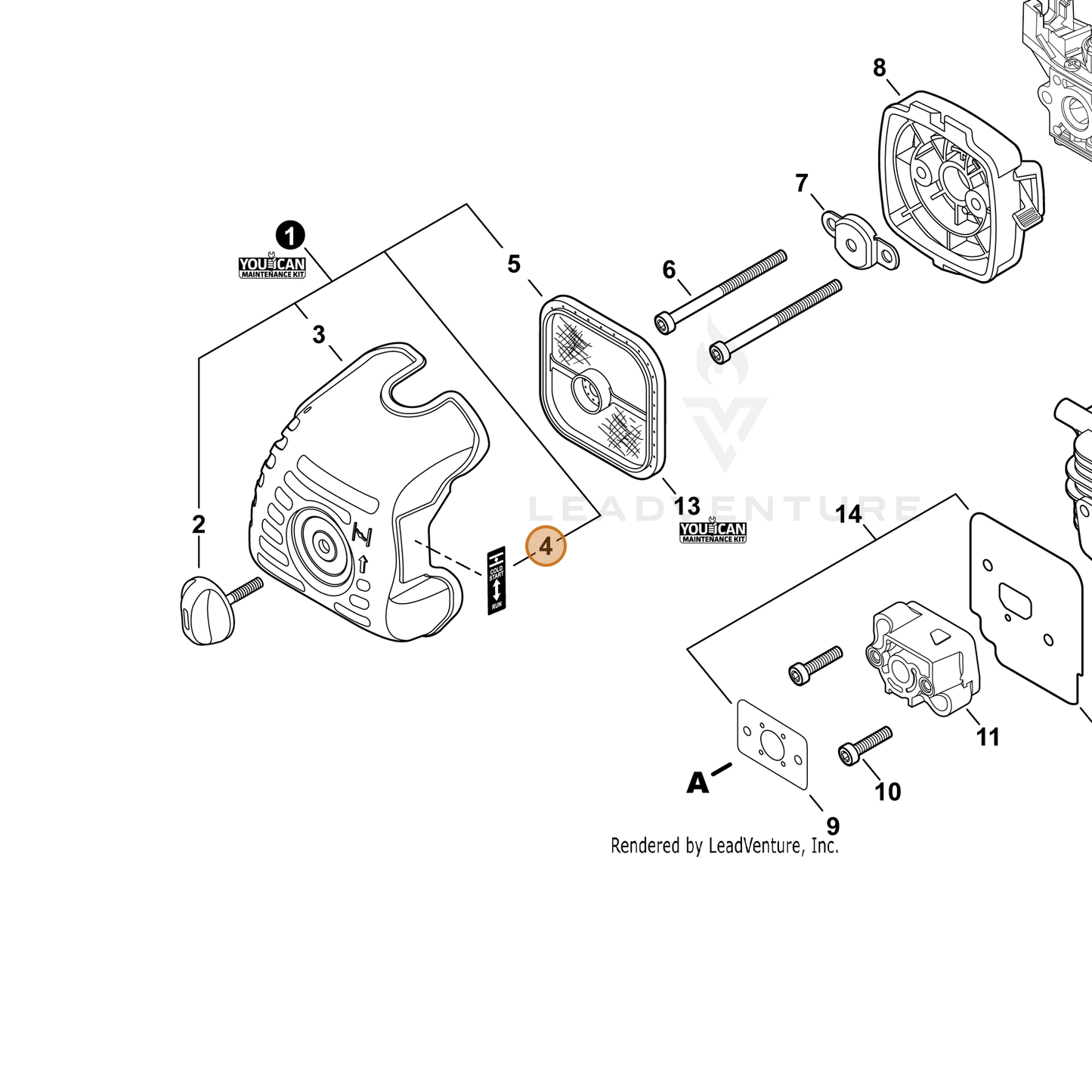 ECHO part 89012152730 — IPL diagram snippet (6x zoom, amber highlight)