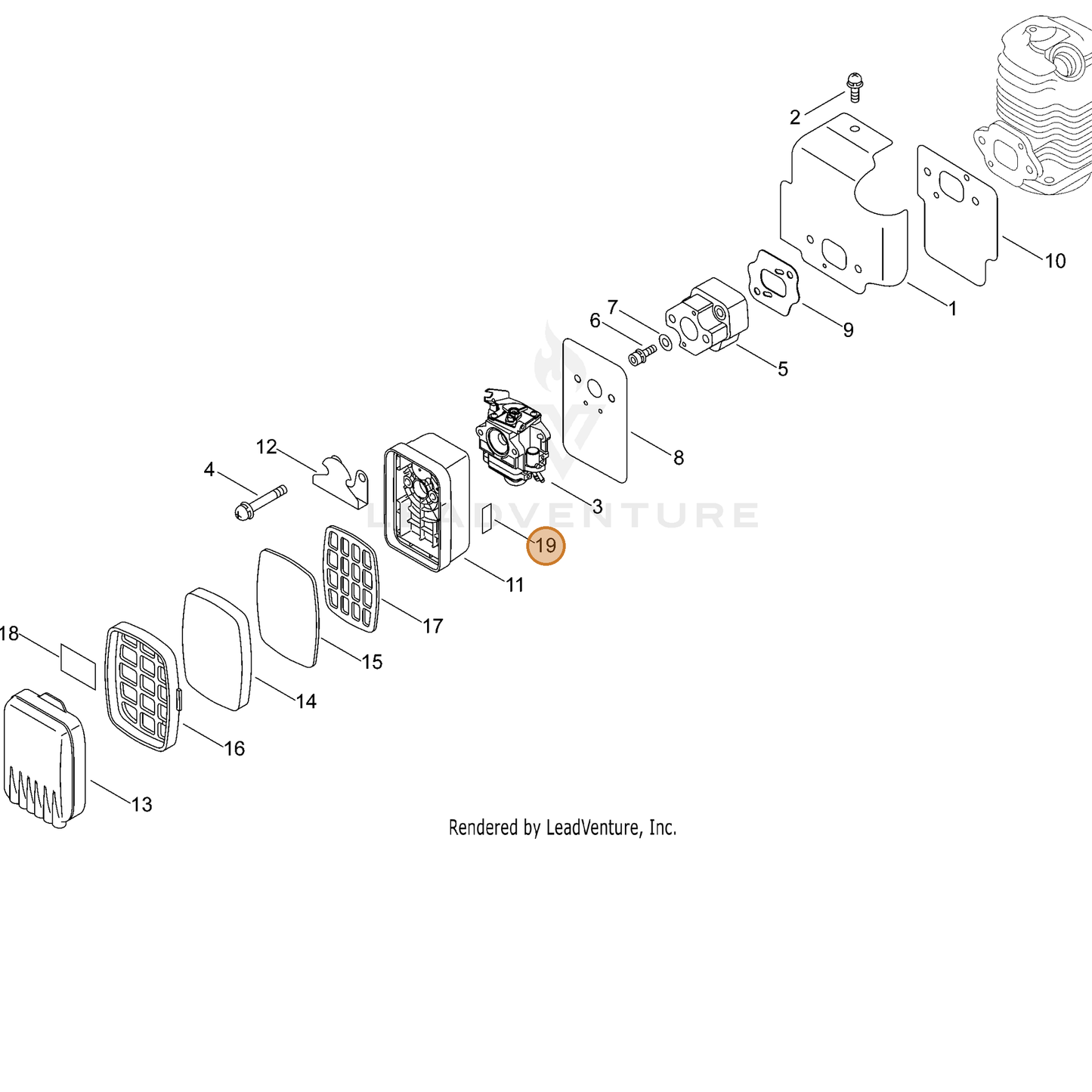 ECHO part 89012165830 — IPL diagram snippet (6x zoom, amber highlight)